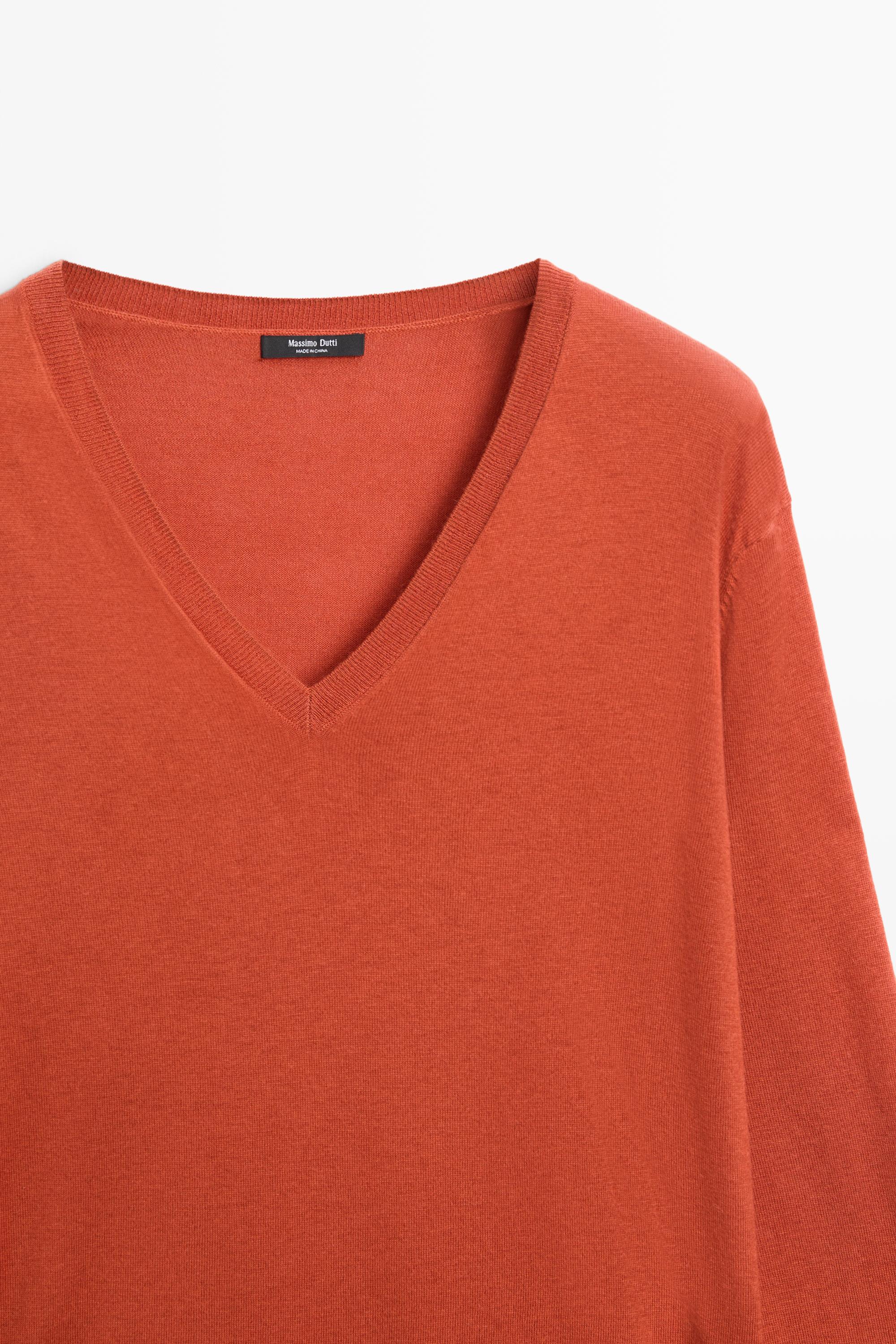 V-neck knit sweater